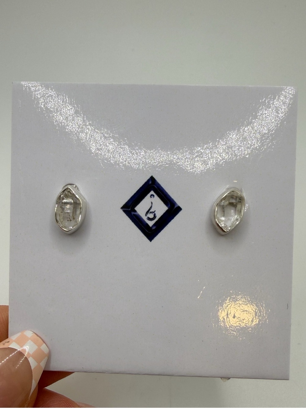 NWT 5x7mm Herkimer "Diamond" Quartz stud earrings in sterling silver!